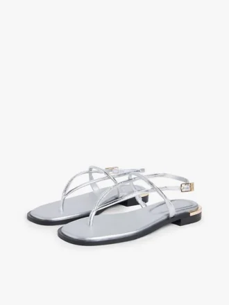 Sandalias de piel metalizada
