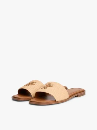 Sandalias de tiras con monograma bordado Sandalias de tiras con monograma bordado