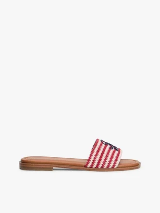 Sandalias de tiras tejidas con monograma y rayas