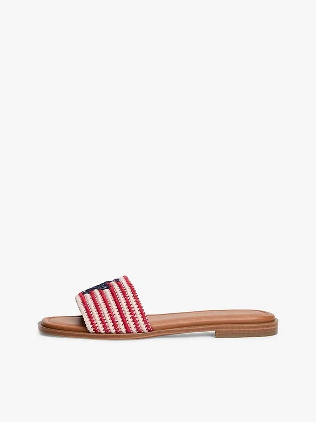 Sandalias de tiras tejidas con monograma y rayas Sandalias de tiras tejidas con monograma y rayas