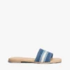 Sandalias tipo chancla de denim con logo de cinta