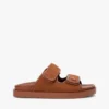 Sandalias tipo slide de doble correa en piel nobuck