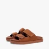 Sandalias tipo slide de doble correa en piel nobuck