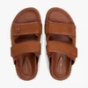 Sandalias tipo slide de doble correa en piel nobuck
