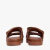 Sandalias tipo slide de doble correa en piel nobuck