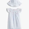 Set de regalo de vestido y sombrero a rayas para bebés