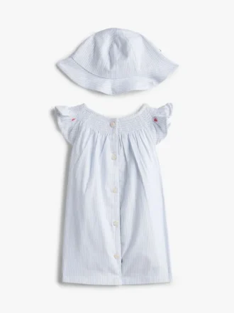 Set de regalo de vestido y sombrero a rayas para bebés