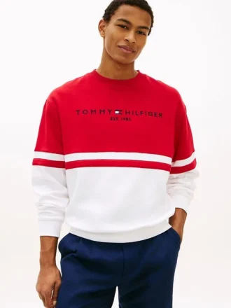 Sudadera con bloques de color y logotipo de Tommy
