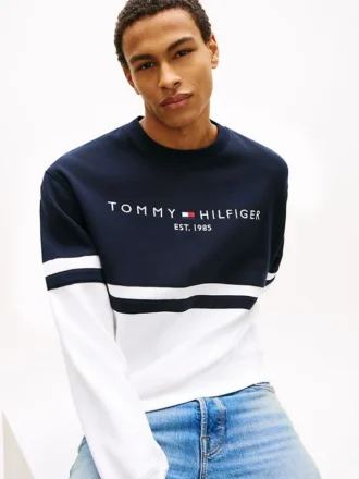 Sudadera con bloques de color y logotipo de Tommy