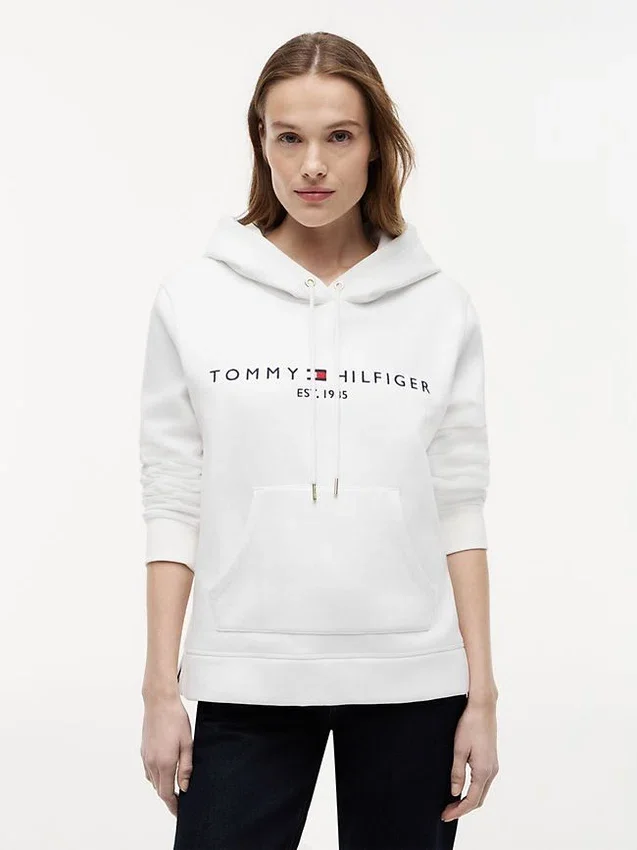 Sudadera con capucha de felpa con el logotipo de Tommy Sudadera con capucha de felpa con el logotipo de Tommy