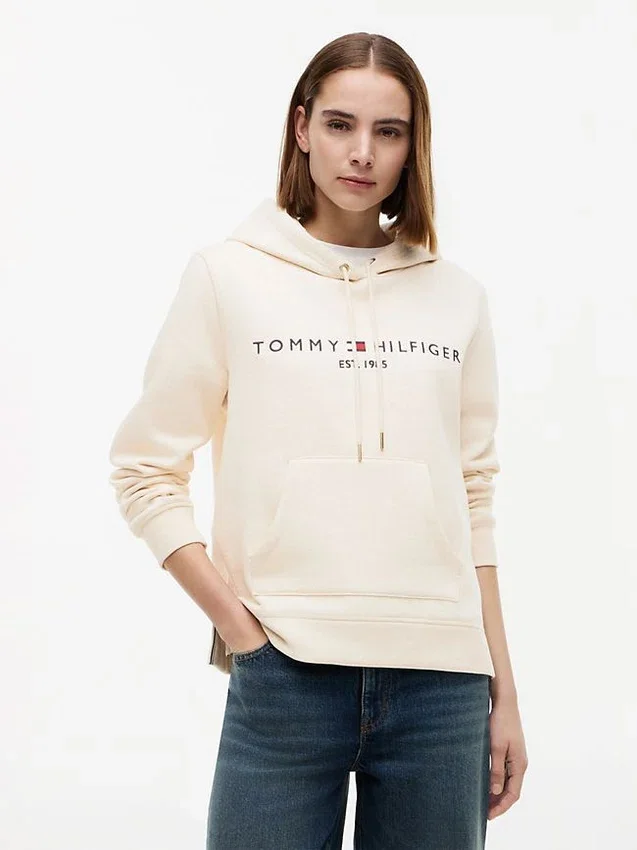 Sudadera con capucha de felpa con el logotipo de Tommy Sudadera con capucha de felpa con el logotipo de Tommy