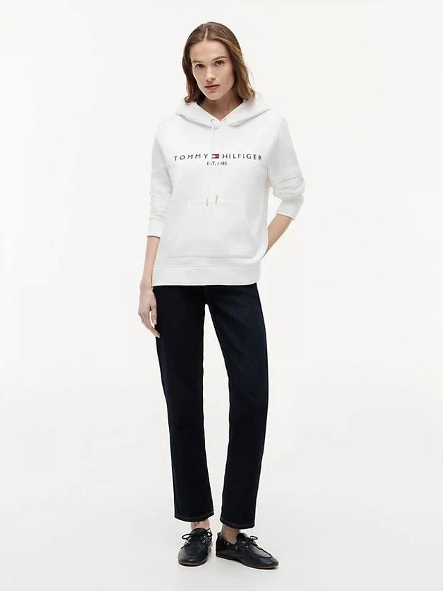 Sudadera con capucha de felpa con el logotipo de Tommy Sudadera con capucha de felpa con el logotipo de Tommy