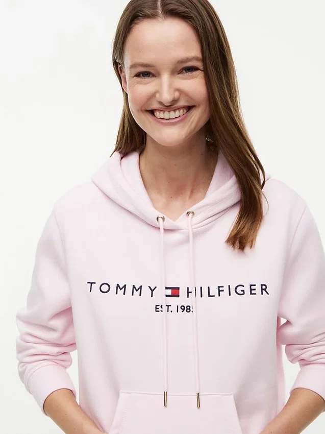 Sudadera con capucha de felpa con el logotipo de Tommy Sudadera con capucha de felpa con el logotipo de Tommy