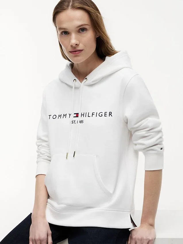 Sudadera con capucha de felpa con el logotipo de Tommy Sudadera con capucha de felpa con el logotipo de Tommy