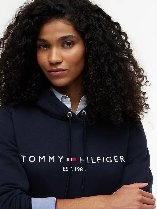 Sudadera con capucha de felpa con el logotipo de Tommy Sudadera con capucha de felpa con el logotipo de Tommy