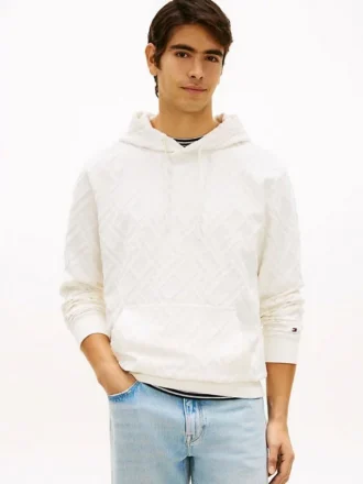 Sudadera con capucha de jacquard de terciopelo con estampado de bandera