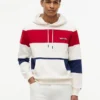 Sudadera con capucha de rayas tricolores y interior cepillado
