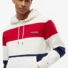 Sudadera con capucha de rayas tricolores y interior cepillado
