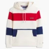 Sudadera con capucha de rayas tricolores y interior cepillado