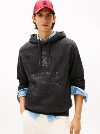 Sudadera con capucha jaspeada con el logotipo de Hilfiger