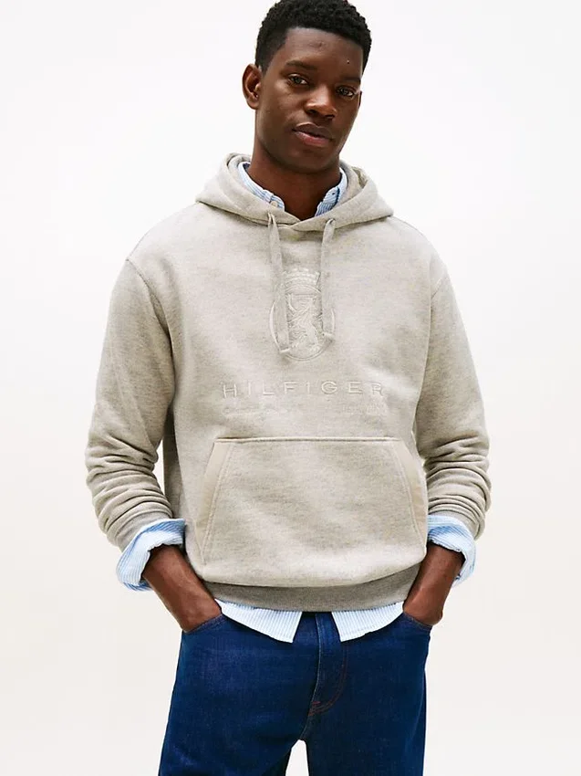 Sudadera con capucha jaspeada con el logotipo de Hilfiger Sudadera con capucha jaspeada con el logotipo de Hilfiger