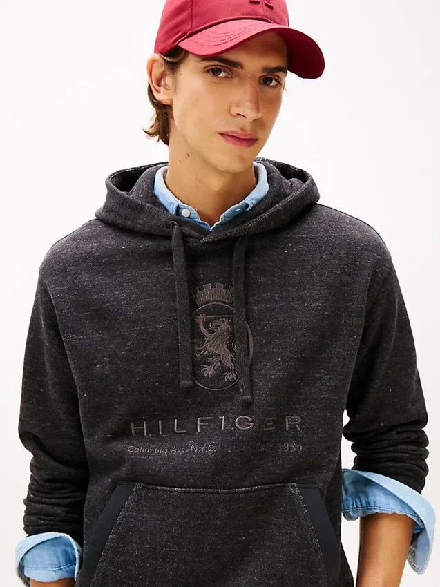 Sudadera con capucha jaspeada con el logotipo de Hilfiger Sudadera con capucha jaspeada con el logotipo de Hilfiger