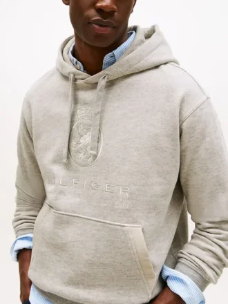 Sudadera con capucha jaspeada con el logotipo de Hilfiger