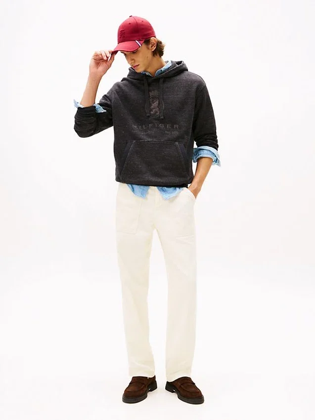 Sudadera con capucha jaspeada con el logotipo de Hilfiger Sudadera con capucha jaspeada con el logotipo de Hilfiger