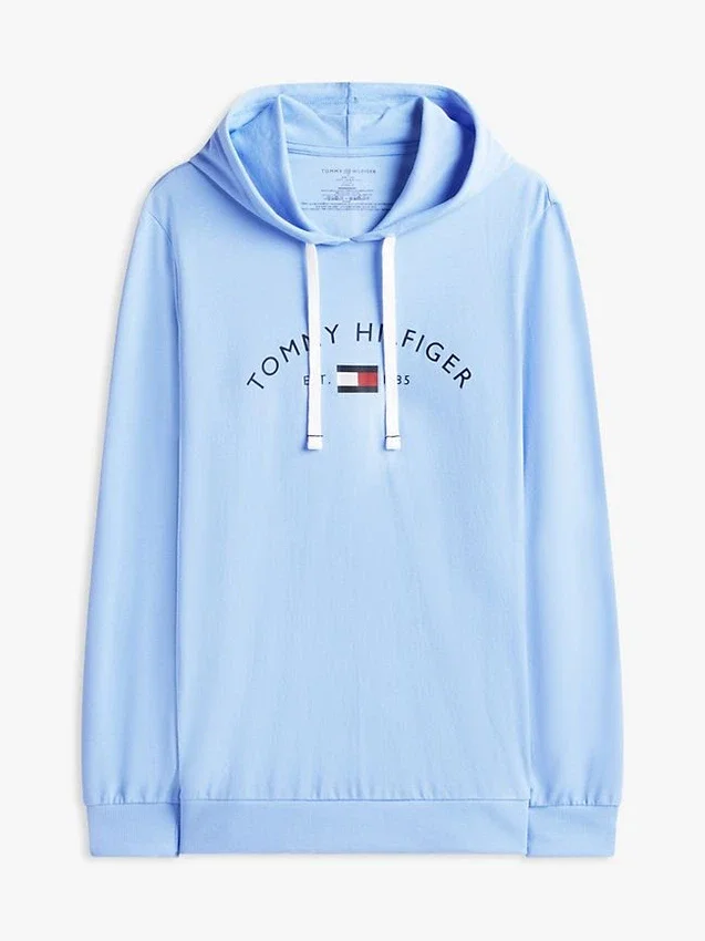 Sudadera con capucha para dormir de piqué con el logotipo de Hilfiger Sudadera con capucha para dormir de piqué con el logotipo de Hilfiger