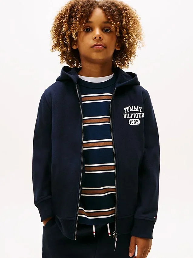 Sudadera con capucha y cremallera con logotipo para niños Sudadera con capucha y cremallera con logotipo para niños