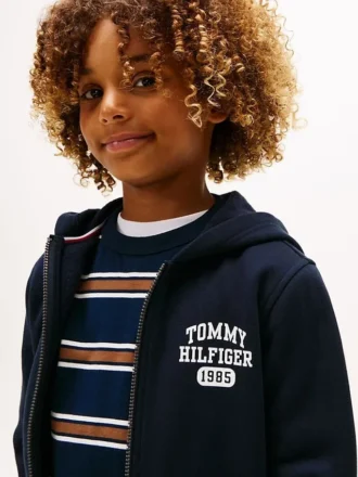 Sudadera con capucha y cremallera con logotipo para niños
