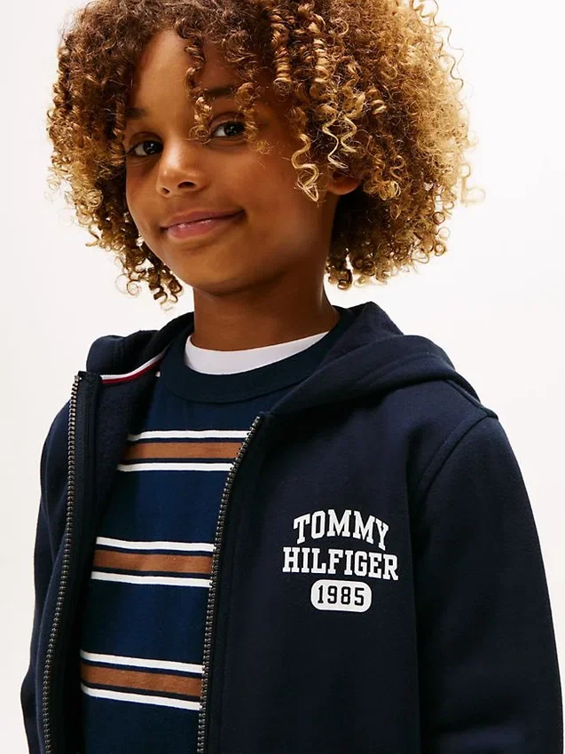 Sudadera con capucha y cremallera con logotipo para niños Sudadera con capucha y cremallera con logotipo para niños