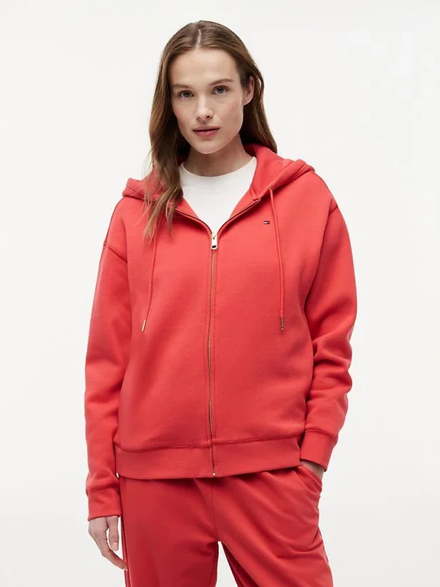 Sudadera con capucha y cremallera de corte holgado Sudadera con capucha y cremallera de corte holgado