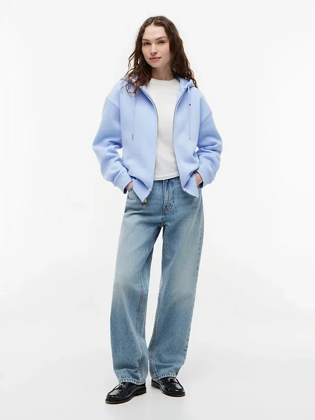 Sudadera con capucha y cremallera de corte holgado Sudadera con capucha y cremallera de corte holgado