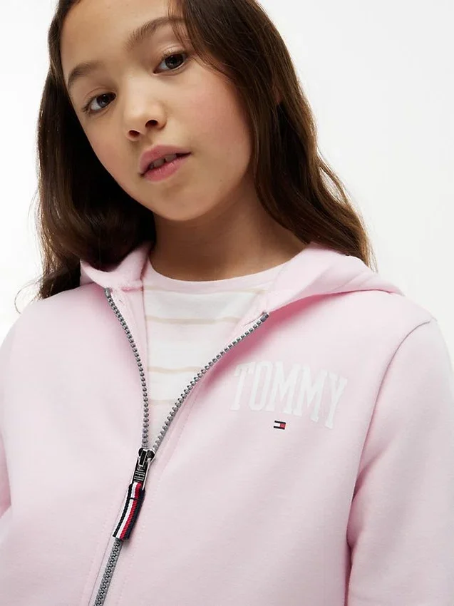 Sudadera con capucha y cremallera para niña con el logotipo «Collegiate Tommy» Sudadera con capucha y cremallera para niña con el logotipo «Collegiate Tommy»