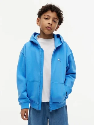 Sudadera con capucha y cremallera para niño con bandera en tonos