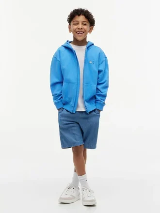 Sudadera con capucha y cremallera para niño con bandera en tonos