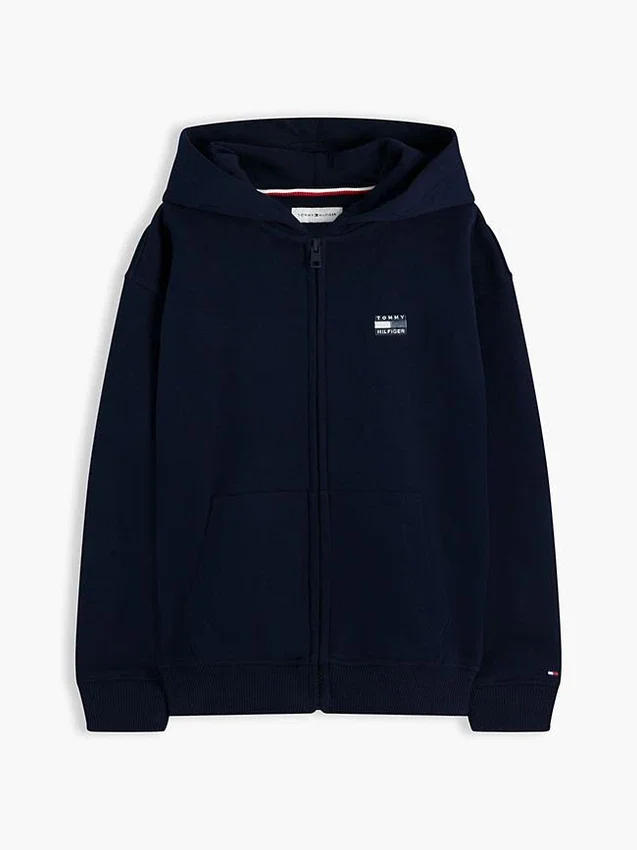 Sudadera con capucha y cremallera para niño con bandera en tonos Sudadera con capucha y cremallera para niño con bandera en tonos