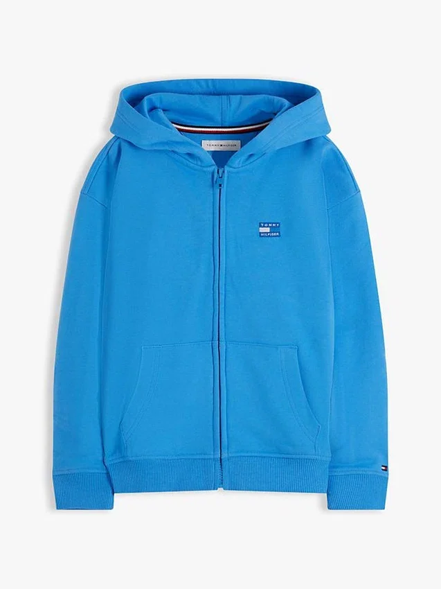 Sudadera con capucha y cremallera para niño con bandera en tonos Sudadera con capucha y cremallera para niño con bandera en tonos