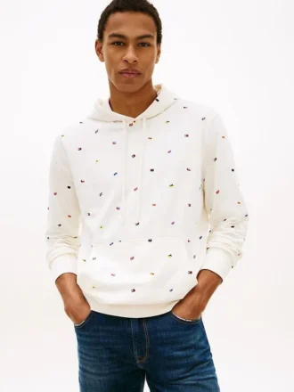 Sudadera con capucha y estampado de banderas
