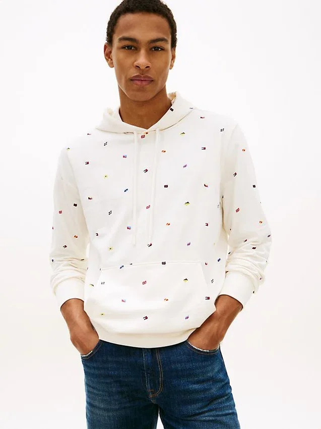 Sudadera con capucha y estampado de banderas Sudadera con capucha y estampado de banderas