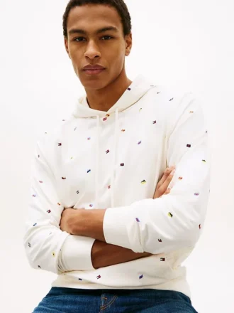 Sudadera con capucha y estampado de banderas