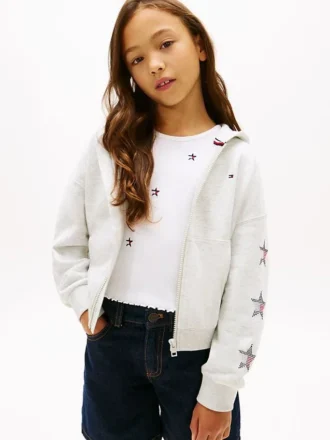Sudadera con capucha y logo de estrella con pedrería para niños Sudadera con capucha y logo de estrella con pedrería para niños