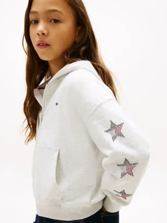Sudadera con capucha y logo de estrella con pedrería para niños Sudadera con capucha y logo de estrella con pedrería para niños