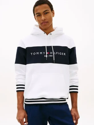Sudadera con capucha y logo en bloques de color
