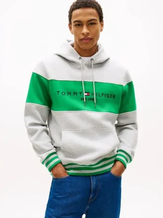Sudadera con capucha y logo en bloques de color