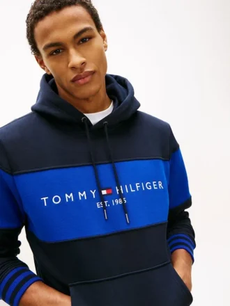 Sudadera con capucha y logo en bloques de color