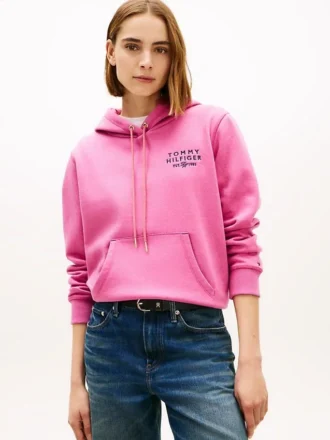 Sudadera con capucha y logo monotipo en tejido jaspeado