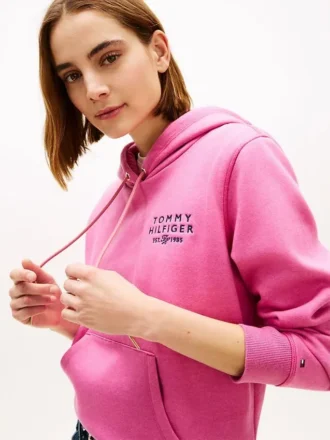 Sudadera con capucha y logo monotipo en tejido jaspeado