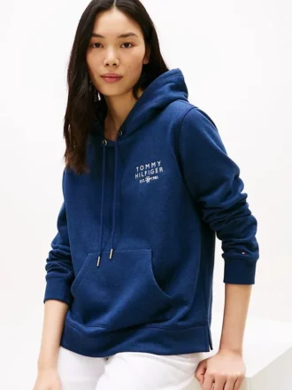 Sudadera con capucha y logo monotipo en tejido jaspeado